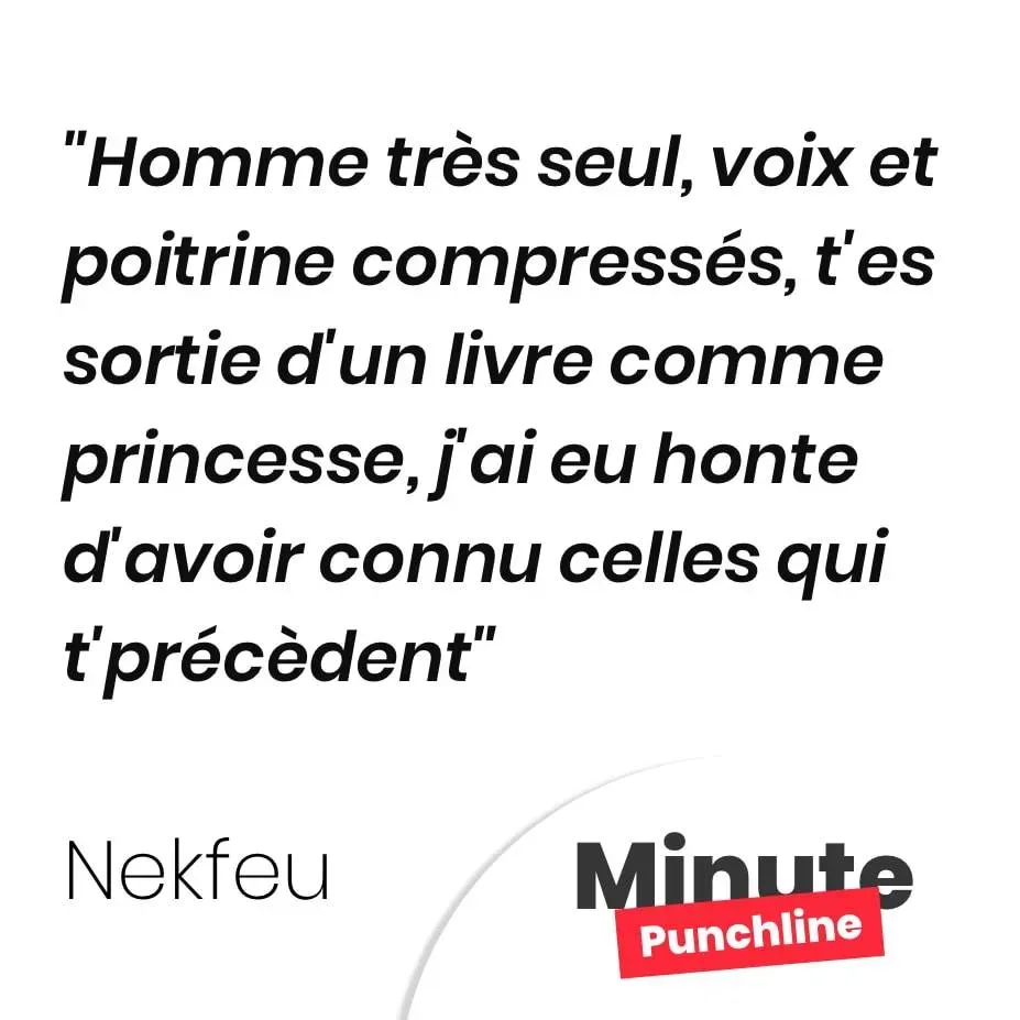 Homme très seul, voix et poitrine compressés, t’es sortie d’un livre comme princesse, j’ai eu honte d’avoir connu celles qui t’précèdent