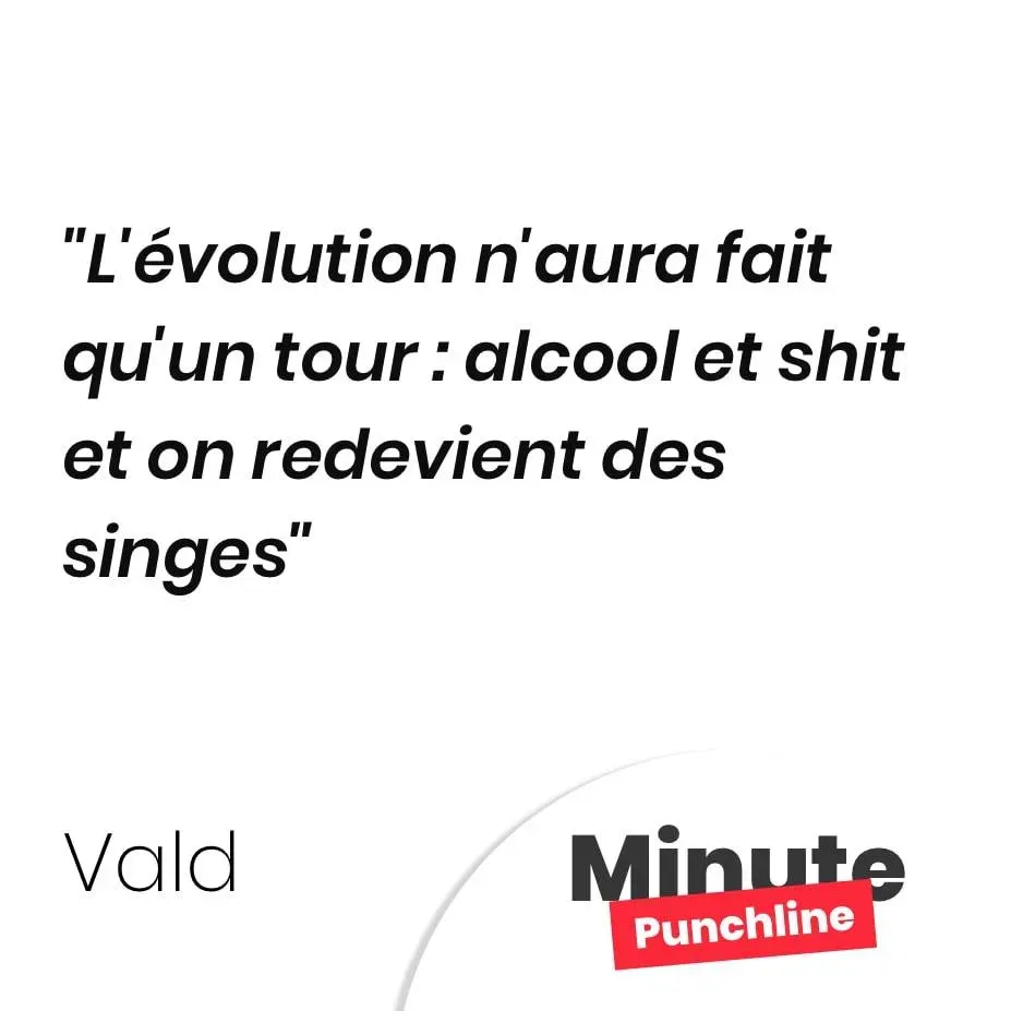 L’évolution n’aura fait qu’un tour : alcool et shit et on redevient des singes