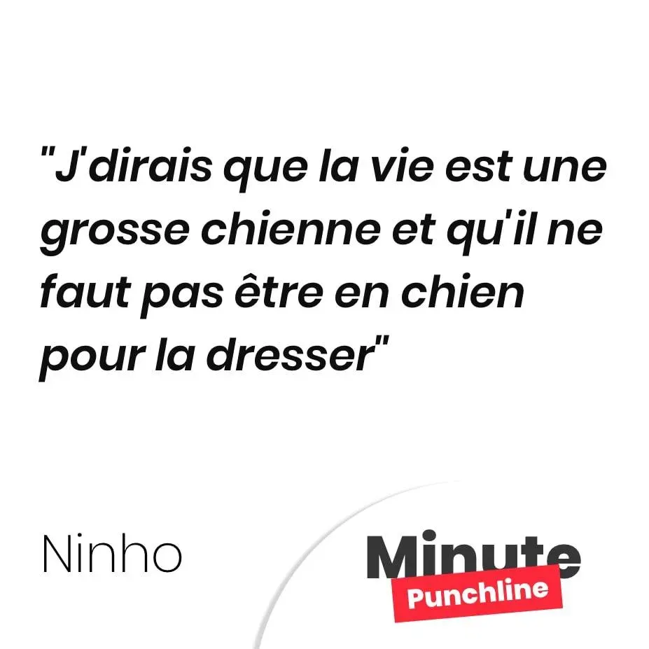 J’dirais que la vie est une grosse chienne et qu’il ne faut pas être en chien pour la dresser
