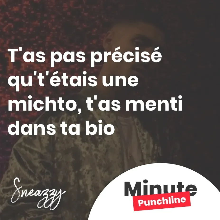T’as pas précisé qu’t’étais une michto, t’as menti dans ta bio